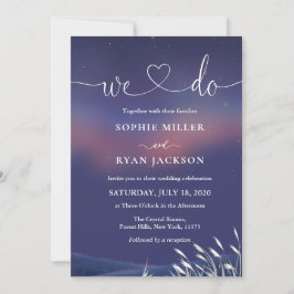 Invitación Whimsical Starry Night Script Modern Wedding 
