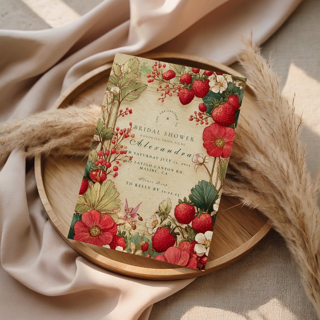 Invitación Whimsical Strawberry Botanicals Bridal Shower (Subido por el creador)