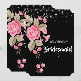 Invitación Whimsical String ilumina a Black Bridesmaid