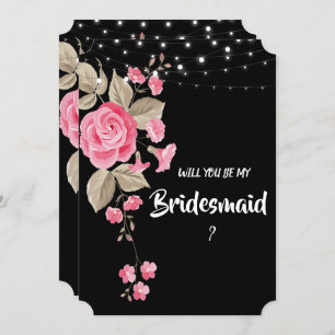 Invitación Whimsical String ilumina a Black Bridesmaid