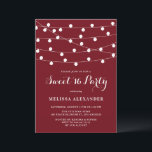 Invitación Whimsical String ilumina a Borgoña Sweet 16 Fiesta<br><div class="desc">Esta elegante y caprichosa invitación dulce de 16 invitados incluye luces blancas de hada colgadas en un fondo burdeos. Personalice agregando sus detalles. Esta cálida invitación a dieciséis días es perfecta para fiestas de cumpleaños al aire libre.</div>