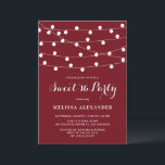 Invitación Whimsical String ilumina a Borgoña Sweet 16 Fiesta<br><div class="desc">Esta elegante y caprichosa invitación dulce de 16 invitados incluye luces blancas de hada colgadas en un fondo burdeos. Personalice agregando sus detalles. Esta cálida invitación a dieciséis días es perfecta para fiestas de cumpleaños al aire libre.</div>
