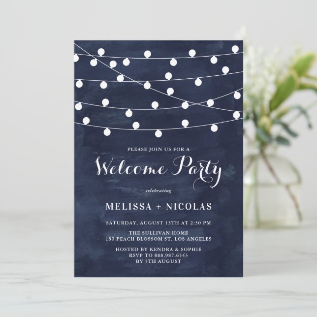 Invitación Whimsical String ilumina la ducha de la Marina de  (Anverso de pie)
