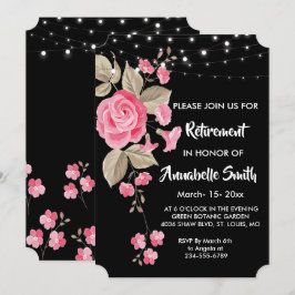 Invitación Whimsical String ilumina la jubilación negra