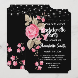 Invitación Whimsical String Lights Black Bacheller