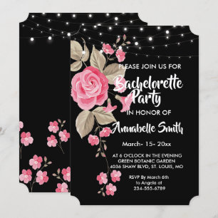 Invitación Whimsical String Lights Black Bacheller
