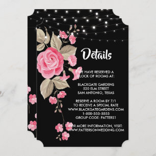 Invitación Whimsical String Lights Black Enclosure