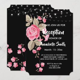 Invitación Whimsical String Lights Black Reception