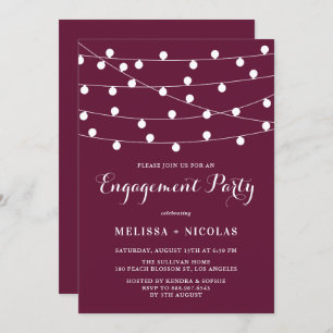 Invitación Whimsical String Lights Purple Engagement Party