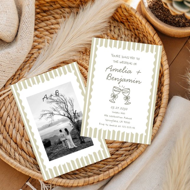 Invitación Whimsical Stripe Green champagne Whimsical  (Subido por el creador)