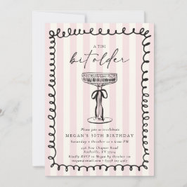 Invitación Whimsical Striped A Tini Bit Older Birthday