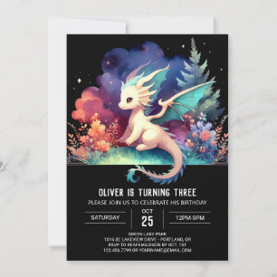 Invitación Whimsical Sweet Dragon Birthday
