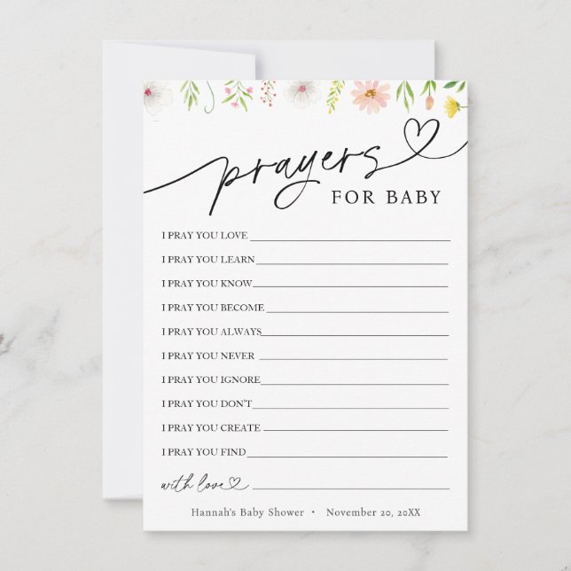 Invitación Whimsical Tea Prayers and Wiers for Baby Card (Anverso)