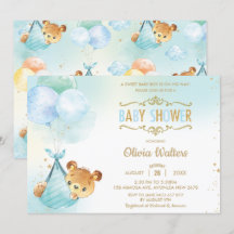 Whimsical Teddy Bear Globos Baby Shower Boy