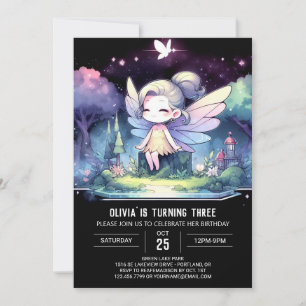 Invitación Whimsical Theme Fairy Birday