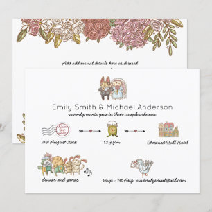 Invitación Whimsical Timeline Watercolor Animal Briower