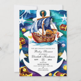 Invitación Whimsical Treasure Pirate Baby Shower