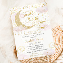 Whimsical Twinkle Little Star Pink Baby Shower