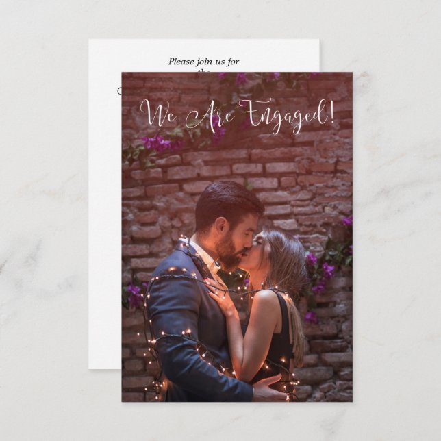 Invitación Whimsical Typography Custom Photo Engagement Party (Anverso / Reverso)