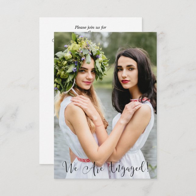 Invitación Whimsical Typography Custom Photo Lesbian Gay (Anverso / Reverso)