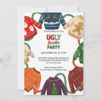 Invitación Whimsical Ugly Sweater Holiday Christmas Party 