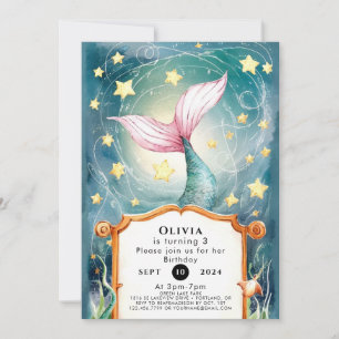 Invitación Whimsical Under the Sea Mermaid Birthday