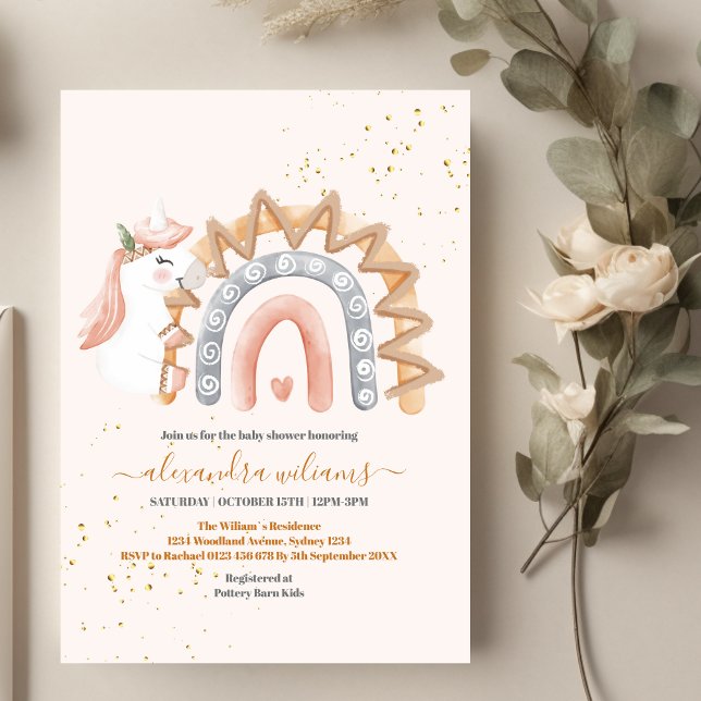 Invitación Whimsical Unicorn Baby Shower (Subido por el creador)