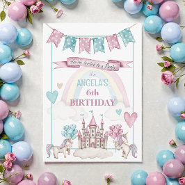 Invitación Whimsical Unicorn Castle Birthday  Invitation