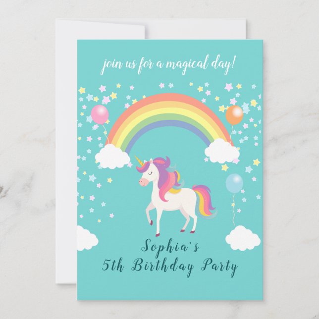 Invitación Whimsical Unicorn Fiesta (Anverso)