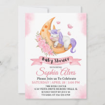 Whimsical Unicorn Moon Baby Shower Para Niña