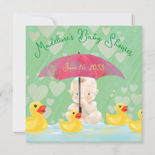 Invitación Whimsical Vintage Umbrella Baby Shower (Anverso)