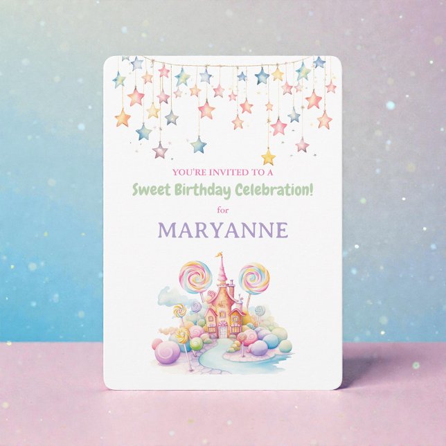Invitación Whimsical Watercolor Candy Birthday Invitation (Subido por el creador)