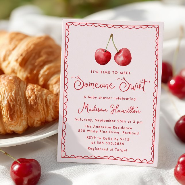 Invitación Whimsical Watercolor Cherry Baby Shower (Subido por el creador)