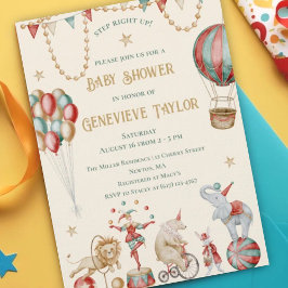 Invitación Whimsical Watercolor Circus Carnival Baby Shower