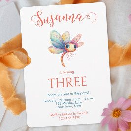 Invitación Whimsical Watercolor Dragonfly Chica cumpleaños