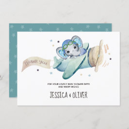Invitación Whimsical Watercolor Elephane Airplane Gracias