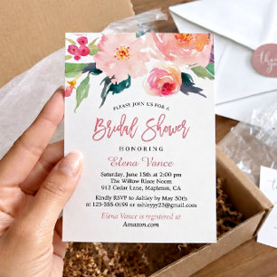 Invitación Whimsical Watercolor Floral Modern Bridal Shower