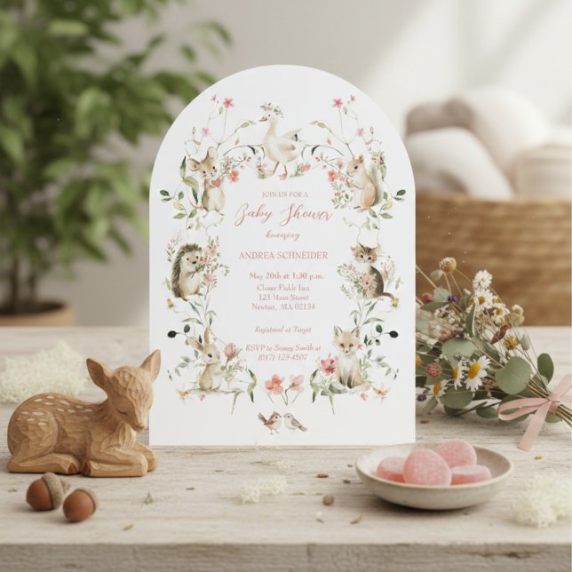 Invitación Whimsical Watercolor Floral Woodland Baby Shower (Subido por el creador)