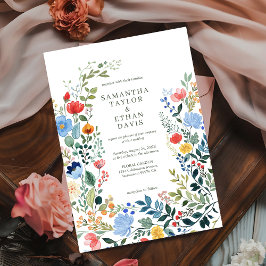 Invitación Whimsical Watercolor Flores silvestres Boda Jardín
