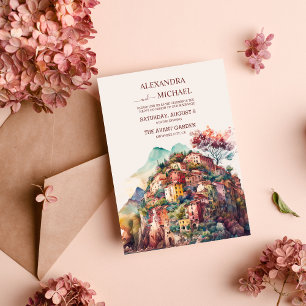 Invitación Whimsical Watercolor Italian Desitnation Wedding