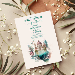 Invitación Whimsical Watercolor Italiano Desitation Engagemen