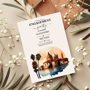 Invitación Whimsical Watercolor Italiano Desitation Engagemen