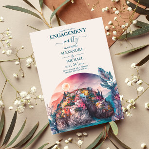 Invitación Whimsical Watercolor Italiano Desitation Engagemen