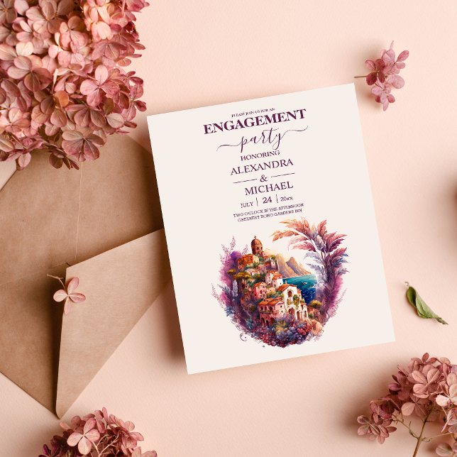 Invitación Whimsical Watercolor Italiano Desitation Engagemen (Subido por el creador)