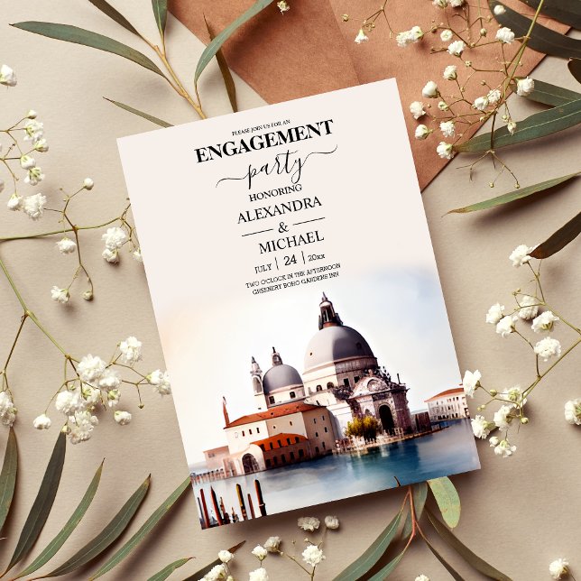 Invitación Whimsical Watercolor Italiano Desitation Engagemen (Subido por el creador)