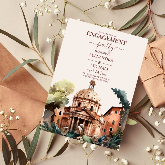 Invitación Whimsical Watercolor Italiano Desitation Engagemen (Subido por el creador)