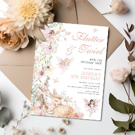 Invitación Whimsical Watercolor Magia Fairy Chicas Cumpleaños