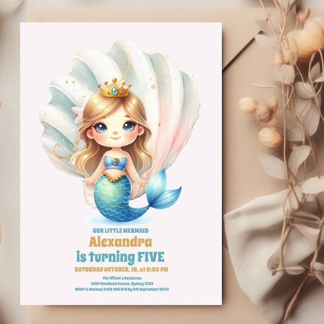 Invitación Whimsical Watercolor Mermaid Cumpleaños (Subido por el creador)