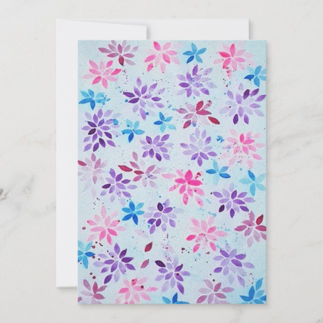 Invitación ​Whimsical Watercolor Purple & Pink Floral (Anverso)