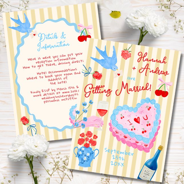 Invitación Whimsical watercolor quirky Wedding Invitation (Subido por el creador)